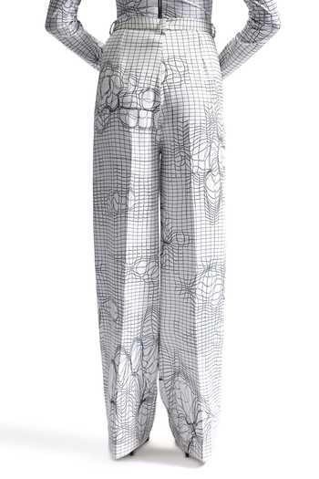 Cilvr Black Viscose, Polyester Entangled Mesh Tailored Trouser at Aza Fashions Cilvr_Black Viscose, Polyester Entangled Mesh Tailored Trouser _at_Aza_Fashions