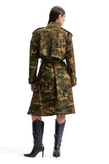 Cilvr Studded Camo Cotton Trench Jacket 