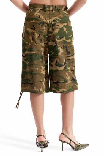 Buy_Cilvr_Brown Cotton Tactical Jort Camo Shorts _Online_at_Aza_Fashions