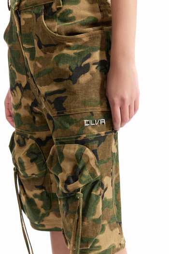 Shop_Cilvr_Brown Cotton Tactical Jort Camo Shorts _Online_at_Aza_Fashions