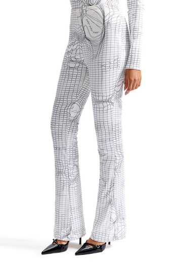 Shop_Cilvr_White Polyester, Spandex High Neck Entangled Mesh Sculpted Bodysuit And Pant Set _Online_at_Aza_Fashions