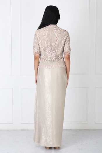 Isha Regalia Royal Embroidered Jacket With Draped Skirt 