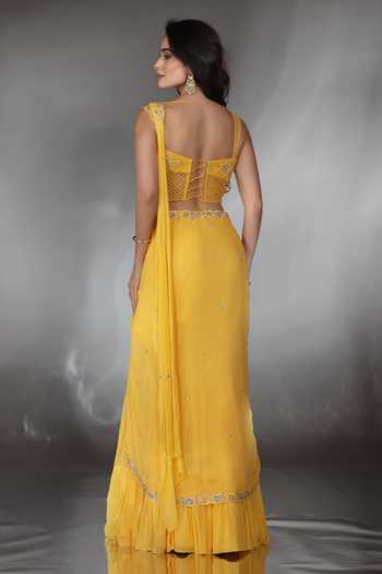 Saaj By Ankita Threadwork Pre-Draped Saree With Blouse 