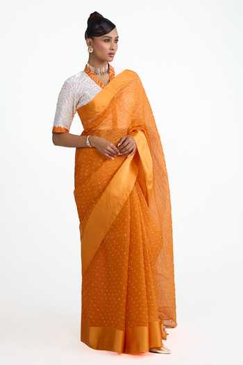 Naina Jain Bandhani Saree With Quilted Blouse 