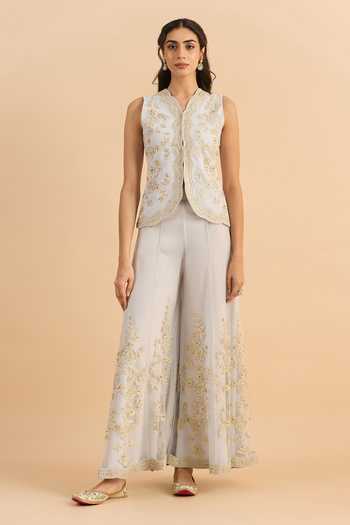 Roohbyridhimaa Eva Embroidered Waistcoat With Flared Pant 