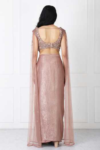 Isha Regalia Embroidered Corset With Draped Skirt 