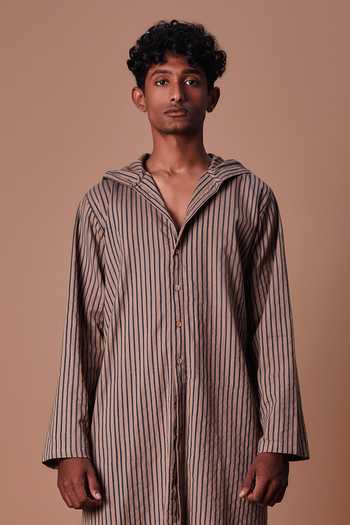 Shop_MATI_Brown Cotton Striped Trouser _Online_at_Aza_Fashions