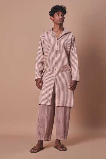 Shop_MATI_Purple Cotton Mauve Striped Trouser _Online_at_Aza_Fashions