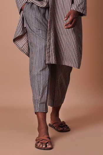 Shop_MATI_Grey Cotton Hooded Striped Kurta Set _Online_at_Aza_Fashions