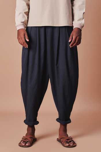 Shop_MATI_Charcoal Cotton Pleated Balloon Pant _Online_at_Aza_Fashions