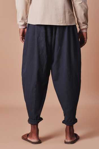 MATI_Charcoal Cotton Pleated Balloon Pant _at_Aza_Fashions