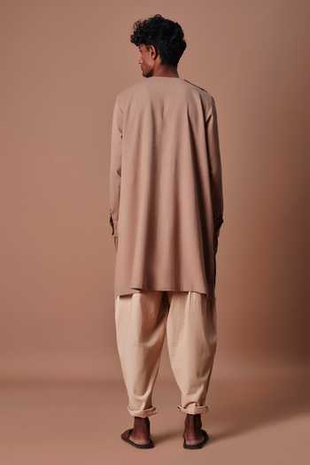 MATI Brown Side Buttoned Kurta & Pant Set 