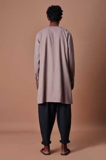 MATI Grey Side Buttoned Kurta & Pant Set
