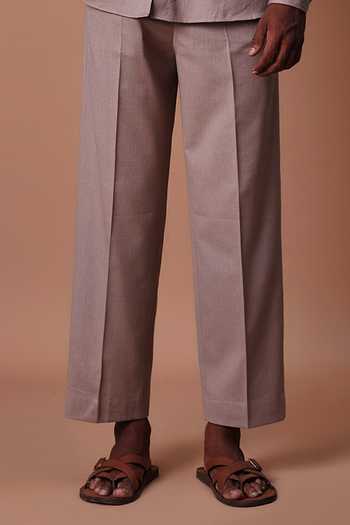MATI_Grey Cotton Ankle Pant _Online_at_Aza_Fashions