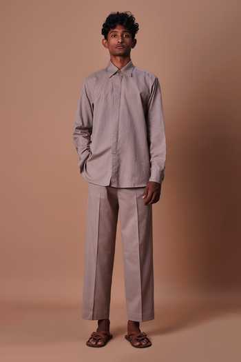 Buy_MATI_Grey Cotton Ankle Pant _Online_at_Aza_Fashions