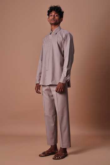 Shop_MATI_Grey Cotton Ankle Pant _Online_at_Aza_Fashions
