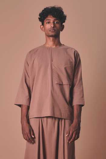 MATI Brown Cross Pocket T-Shirt 