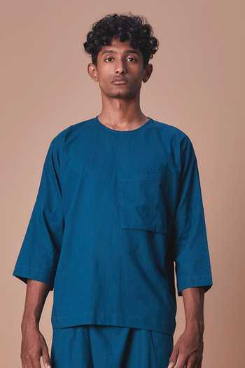 MATI Teal Blue Cross Pocket T-shirt 
