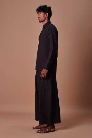 MATI_Black Cotton Double Buttoned Shirt _Online_at_Aza_Fashions