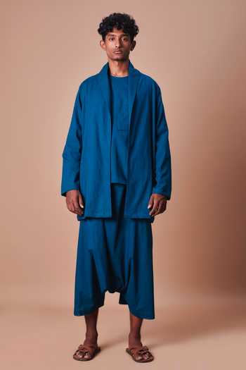 MATI Teal Blue Shawl Collar Jacket 