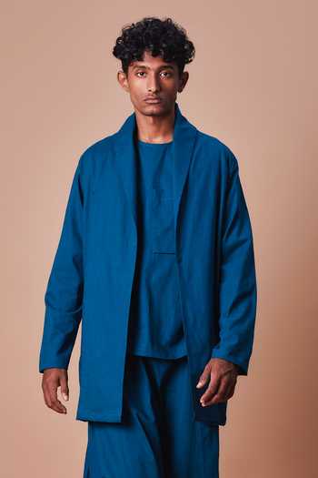 MATI Teal Blue Shawl Collar Jacket 