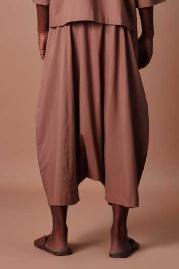 Shop_MATI_Brown Cotton Easy Fit Harem Pant _Online_at_Aza_Fashions