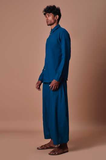 Shop_MATI_Teal Cotton Blue Easy Fit Harem Pant _Online_at_Aza_Fashions