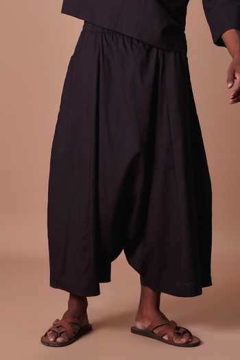 Buy_MATI_Black Cotton Easy Fit Harem Pant _Online_at_Aza_Fashions