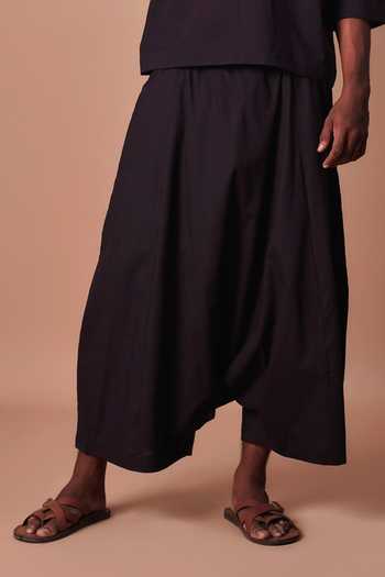 Shop_MATI_Black Cotton Easy Fit Harem Pant _Online_at_Aza_Fashions