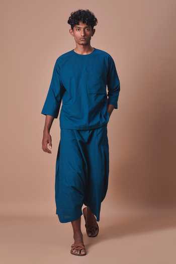 MATI Teal Cross Pocket T-shirt & Harem Pant Set 