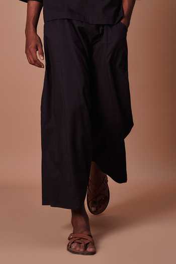 MATI_Black Cotton Cross Pocket T-shirt And Harem Pant Set _Online_at_Aza_Fashions