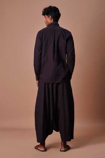 MATI Black Double Buttoned Shirt & Harem Pant Set