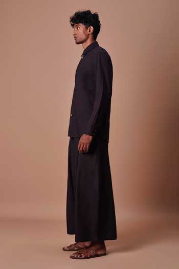 Shop MATI Black Cotton Double Buttoned Shirt And Harem Pant Set Online at Aza Fashions Shop_MATI_Black Cotton Double Buttoned Shirt And Harem Pant Set _Online_at_Aza_Fashions