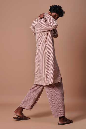 MATI Hooded Mauve Striped Kurta Set 