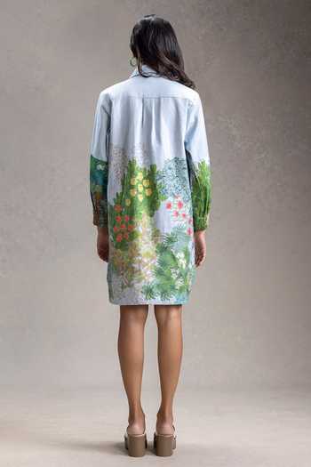 Soup By Sougat Paul Blue Blume Print Dress 