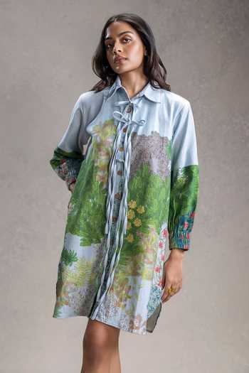 Soup By Sougat Paul Blue Blume Print Dress 
