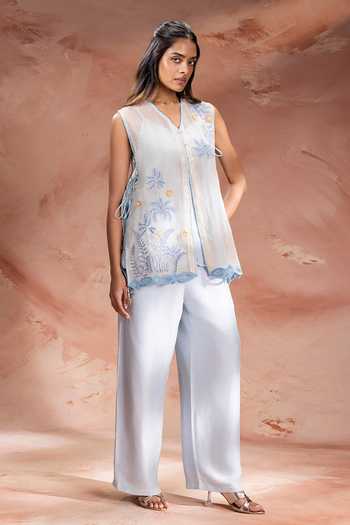 Soup By Sougat Paul Alisa Embroidered Top Pant Set 