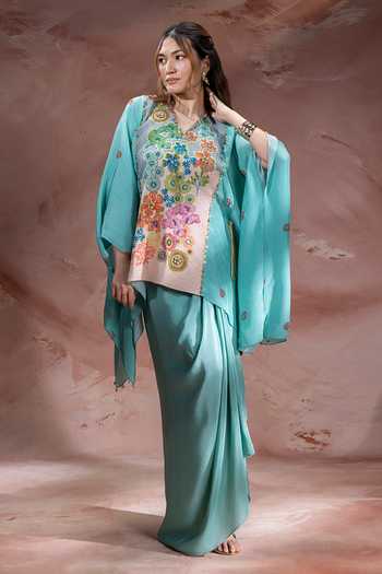 Soup By Sougat Paul Kaia Embroidered Kaftan With Skirt 
