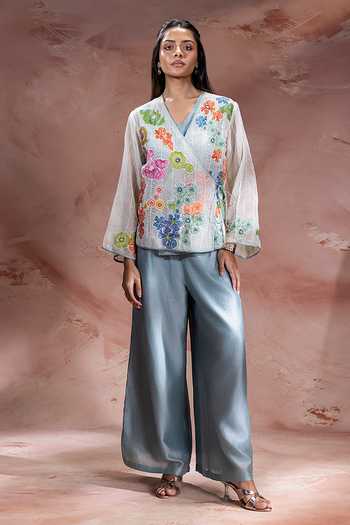 Soup By Sougat Paul Kaia Applique Top Pant Set 