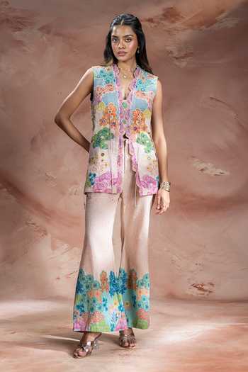 Soup By Sougat Paul Kaia Embroidered Top Pant Set 