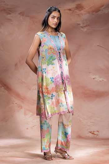 Buy Soup By Sougat Paul Blue Net, Handloom Cotton Square Neck, Kaia Embroidered Jacket Pant Set Online at Aza Fashions Buy_Soup By Sougat Paul_Blue Net, Handloom Cotton Square Neck, Kaia Embroidered Jacket Pant Set _Online_at_Aza_Fashions