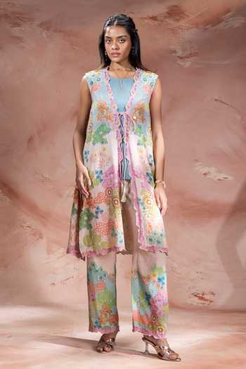 Soup By Sougat Paul Kaia Embroidered Jacket Pant Set 
