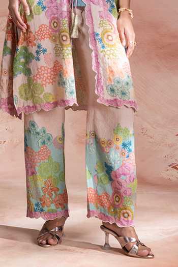Shop Soup By Sougat Paul Blue Net, Handloom Cotton Square Neck, Kaia Embroidered Jacket Pant Set Online at Aza Fashions Shop_Soup By Sougat Paul_Blue Net, Handloom Cotton Square Neck, Kaia Embroidered Jacket Pant Set _Online_at_Aza_Fashions