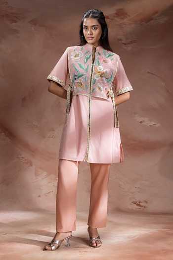 Soup By Sougat Paul Handloom Net Chanderi Kurta & Pant Set 