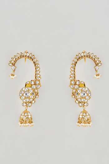 Namasya Embellished Jhumka Dangler Ear Cuffs 
