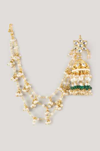 Namasya_White Embellished Jhumka Earrings _Online_at_Aza_Fashions