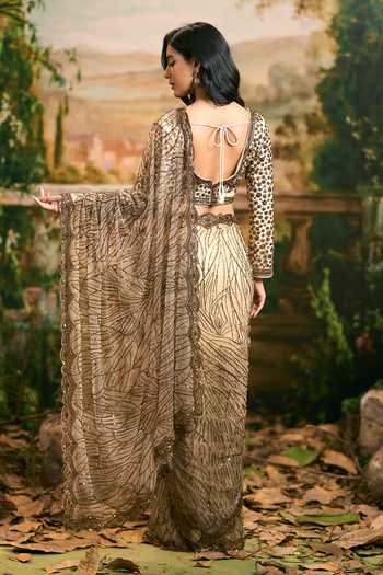 Samyukta Singhania Beaded Embellished Net Saree & Blouse Set 