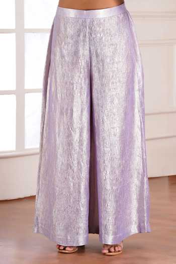 Sheeshakari_Purple Silk Open Neck Hand Embroidered Jacket Pant Set _at_Aza_Fashions