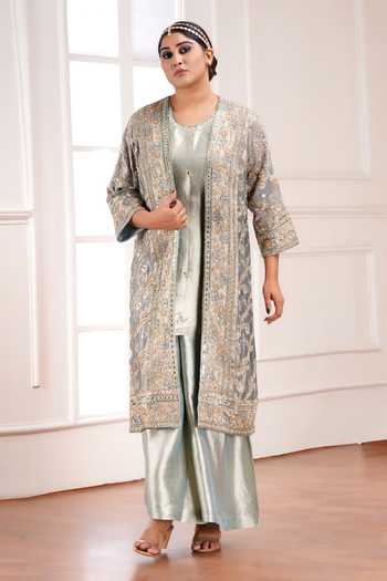 Sheeshakari Hand Embroidered Jacket Pant Set 