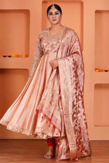 Sheeshakari Silk Embroidered Anarkali Set 